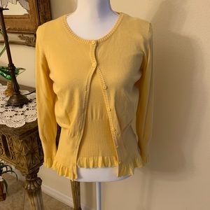 Cardigan yellow two piece sweater set, Size S